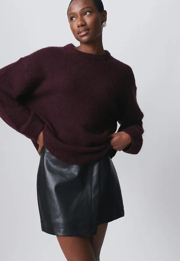 Mini wrap pu skirt