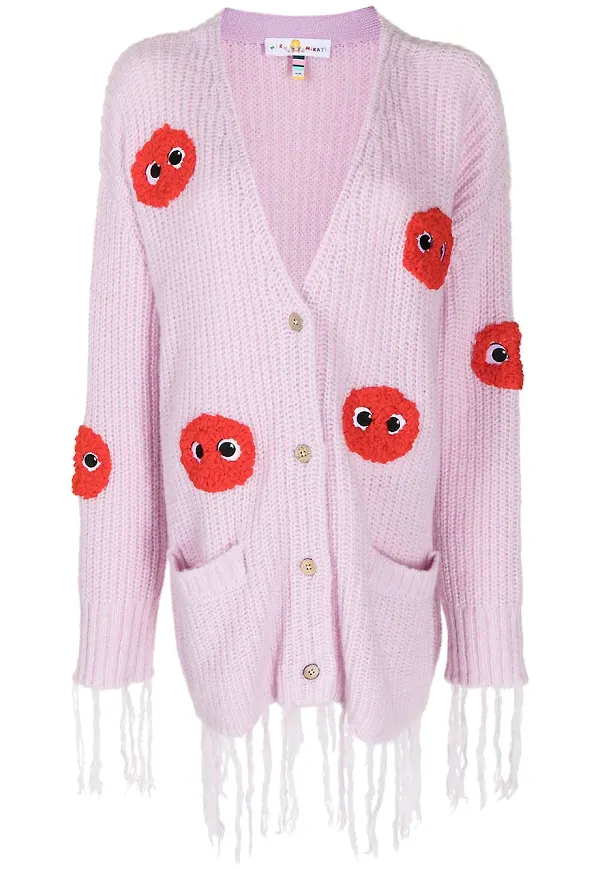 Mira Mikati ribbstickad prickig kofta - Lila