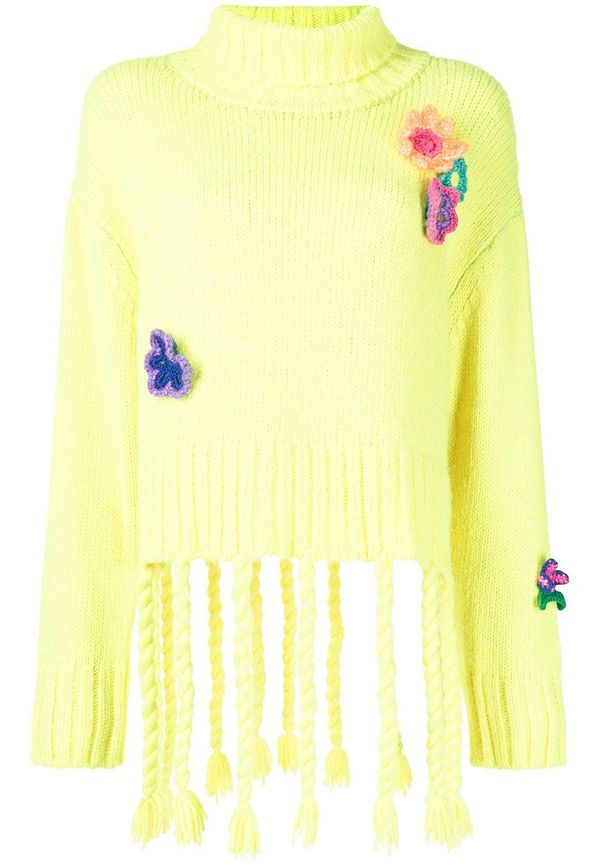 Mira Mikati virkad polotröja med blommor - Gul