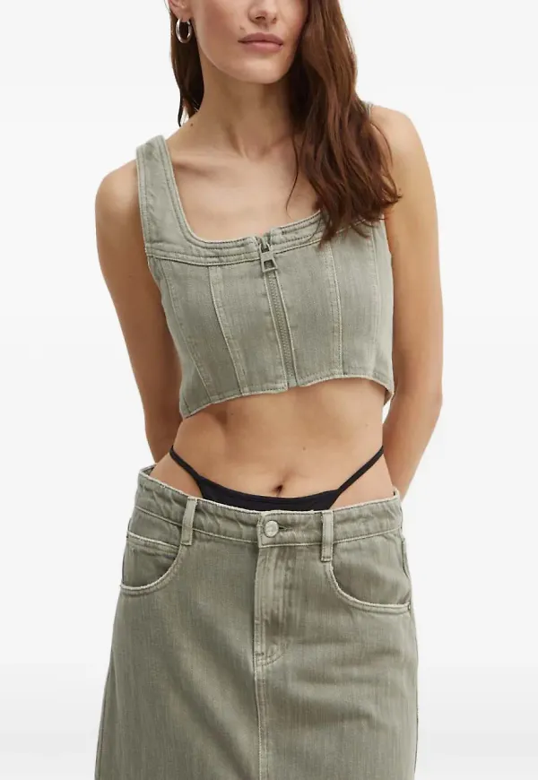 Miss Sixty croptop med dragkedja - Grå