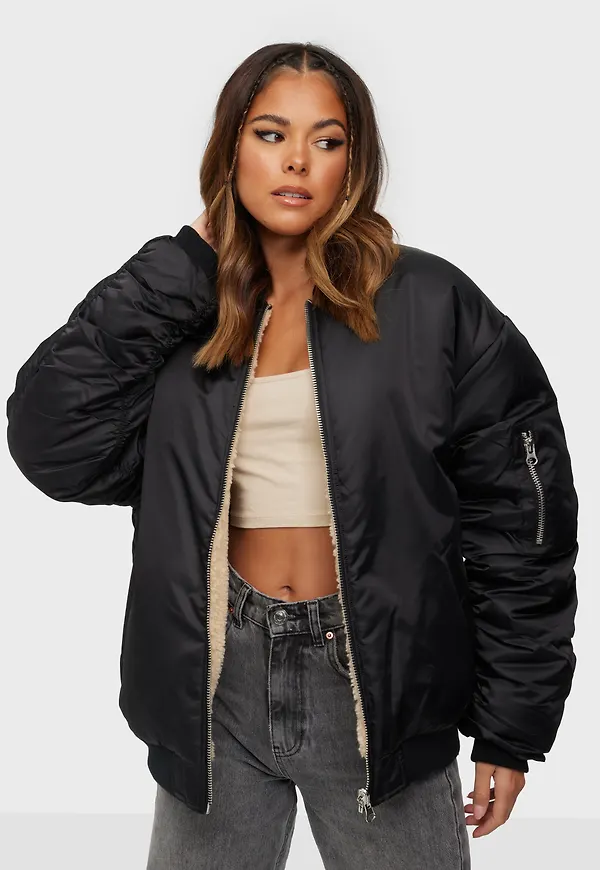 Missguided - Bomberjackor - Black - Reversable Oversized Borg Bomber - Jackor - Bomber Jackets