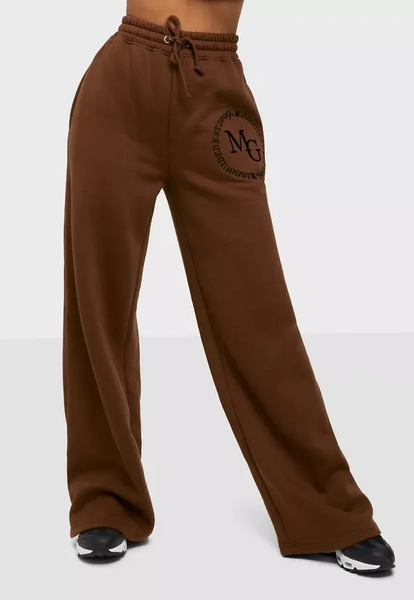 Missguided - Brown - Emb Missguided Straight Leg Jogger