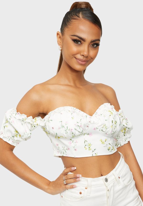 Missguided - Crop tops - Bardot Milkmaid Top Floral - Toppar