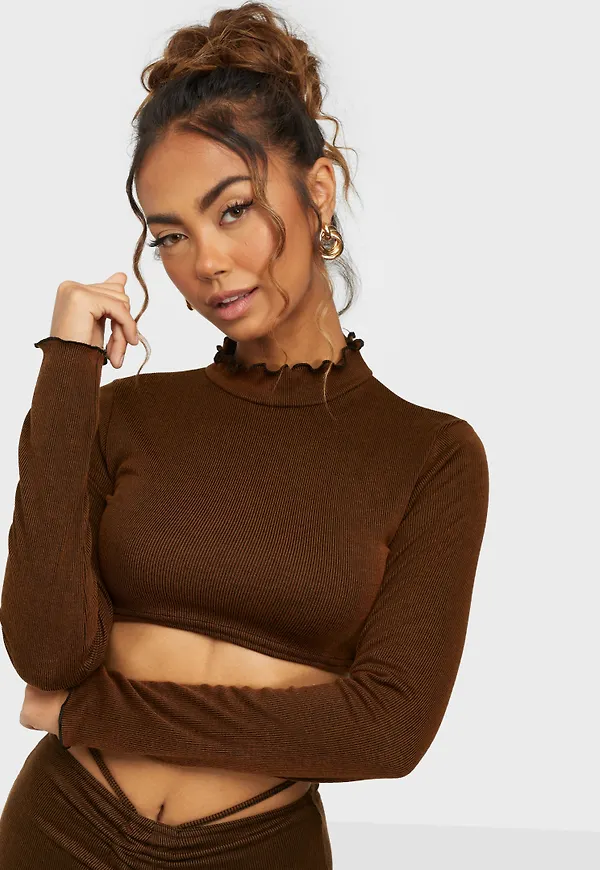 Missguided - Crop tops - Lettuce Hem Collar Extreme Top - Toppar