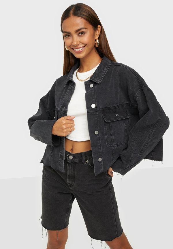 Missguided - Jeansjackor - Black - Pleat Back Oversized 80S Denim - Jackor - denim jackets