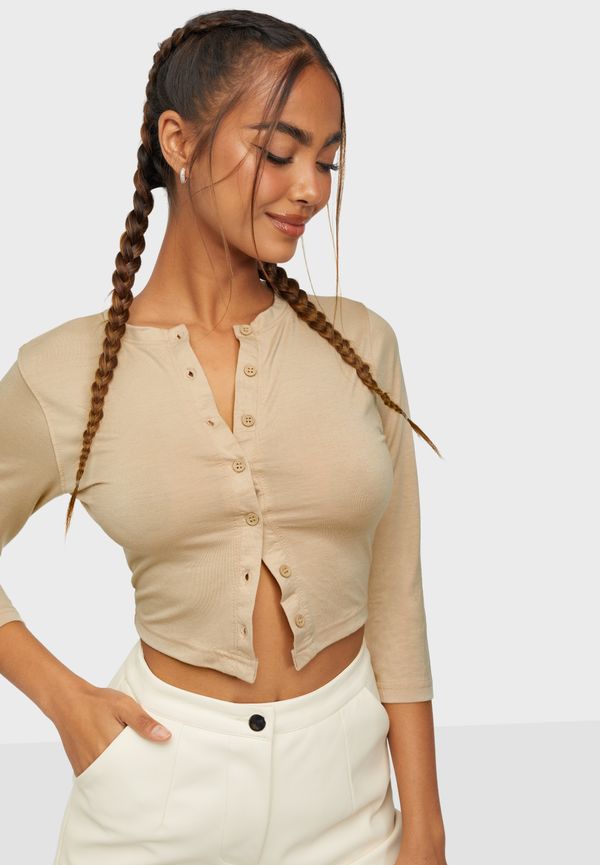 Missguided - Långärmade toppar - Button Front Long Sleeve Crop Top - Toppar - Women's tops