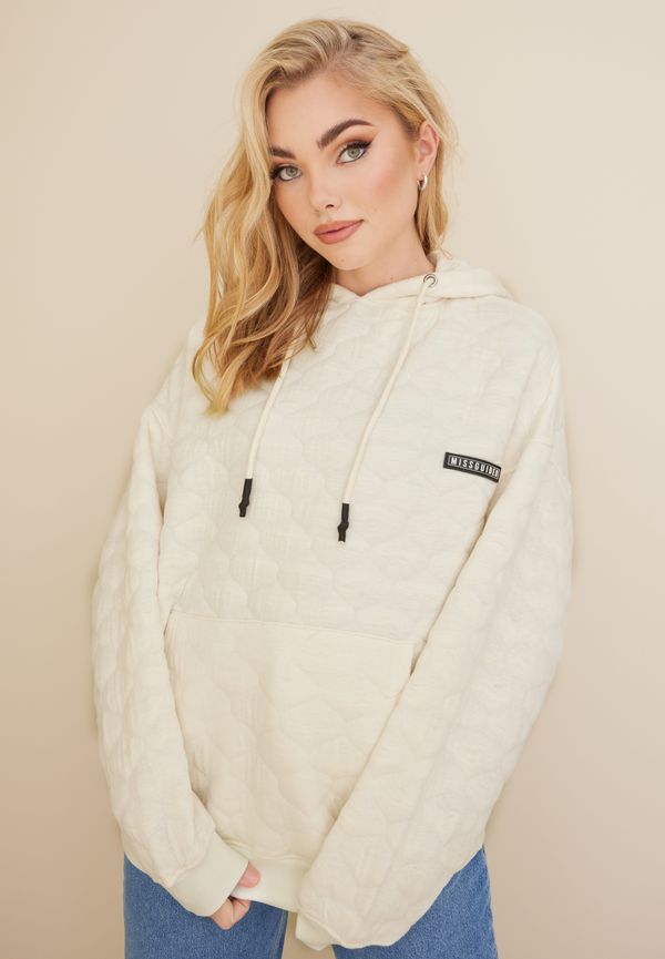 Missguided - Sweatshirts - Cream - The New Onion Quilted Tracksuit Hoody - Tröjor - sweatshirts