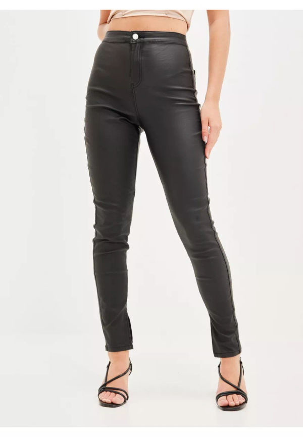 Missguided Split Hem Coated Jeans Skinny jeans Black