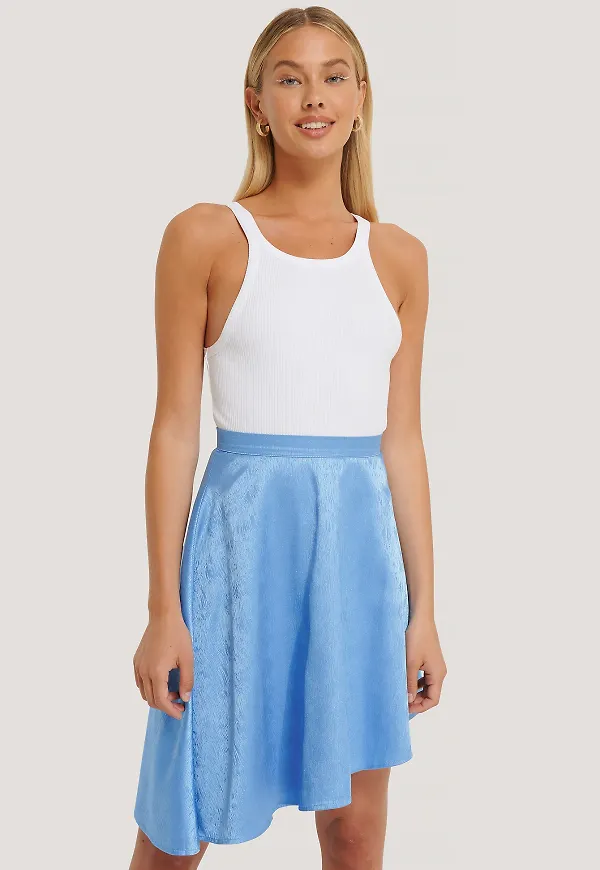 Misslisibell x NA-KD Vid Minikjol I Jacquard - Blue