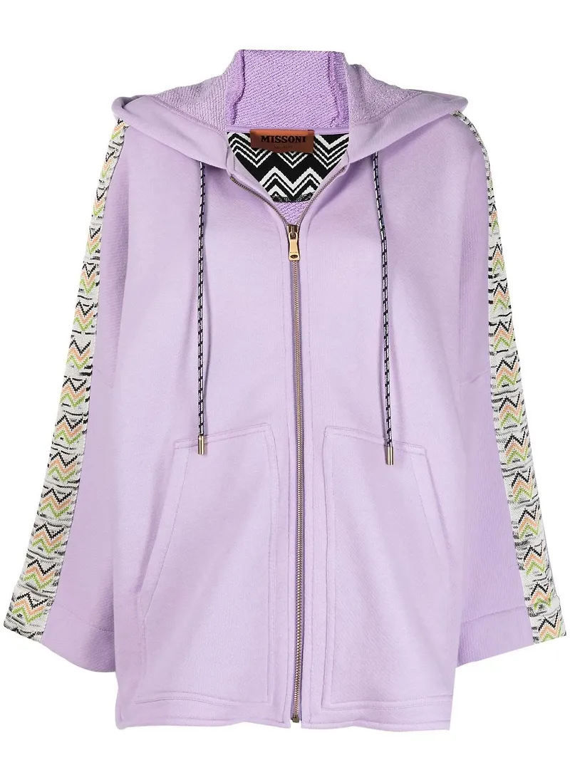 Missoni hoodie med stickad panel - Lila