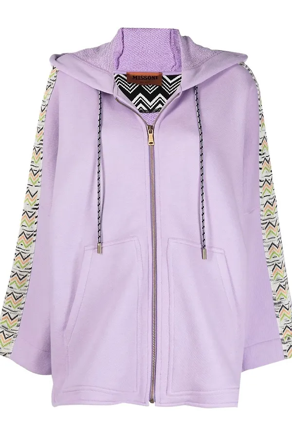 Missoni hoodie med stickad panel - Lila