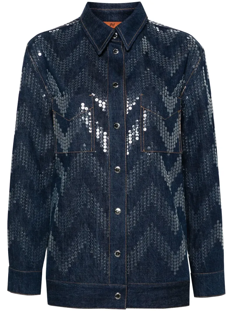 Missoni jeansjacka med paljetter - Blå