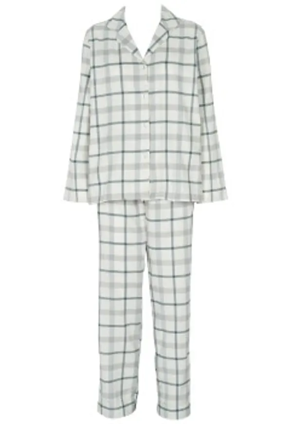 Missya Check Flannel Pyjama Blå/Vit bomull Small Dam