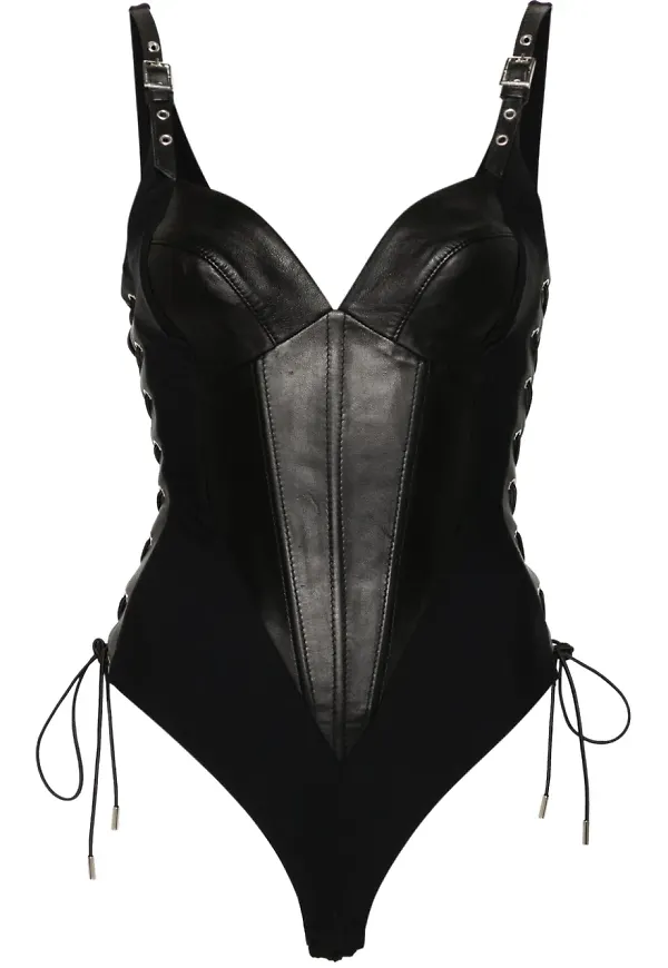 MITILIANE COUTURE body med läderkant - Svart