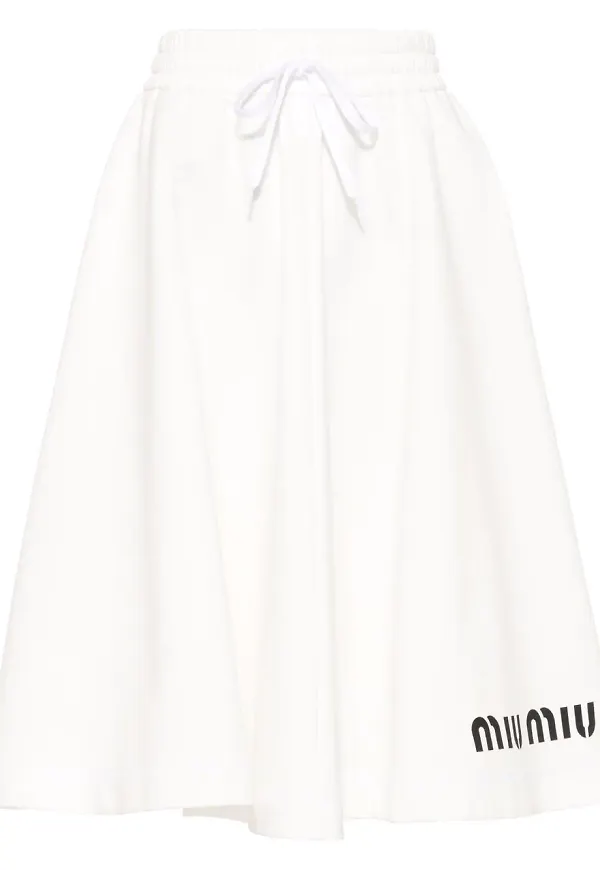 Miu Miu midikjol i fleece - Vit