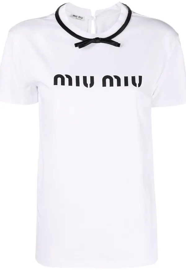Miu Miu t-shirt med rosettdetalj - Vit