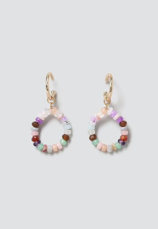 Mixed Multicoloured Chipping Hoop Earrings