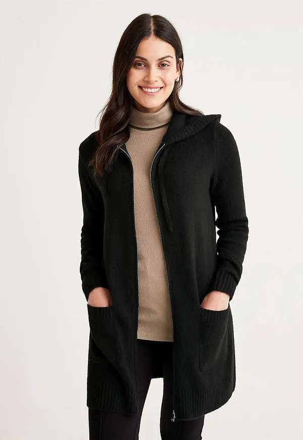 Mjuk cardigan med huva