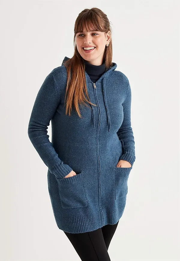 Mjuk cardigan med huva