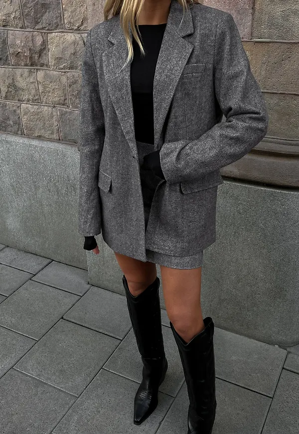 Moa Mattsson x NA-KD Tweedkavaj - Grey