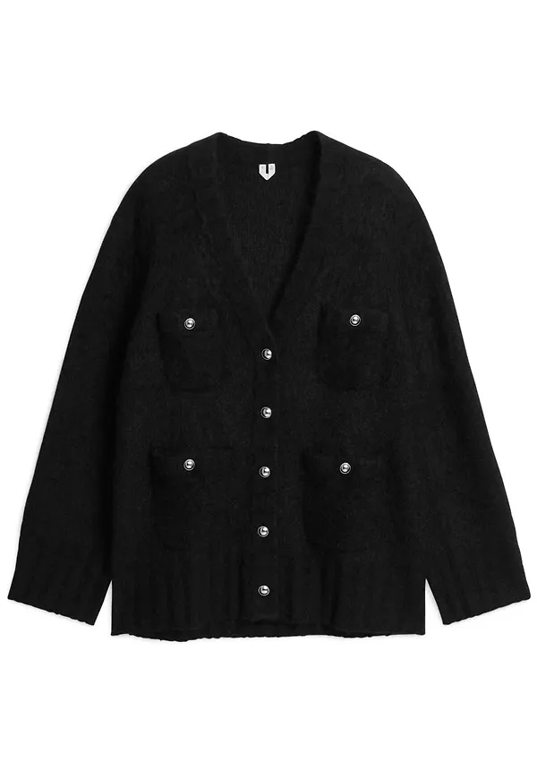Mohair Blend Cardigan - Black