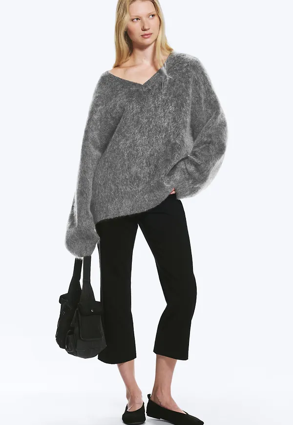 Mohair-blend V-neck Sweater
