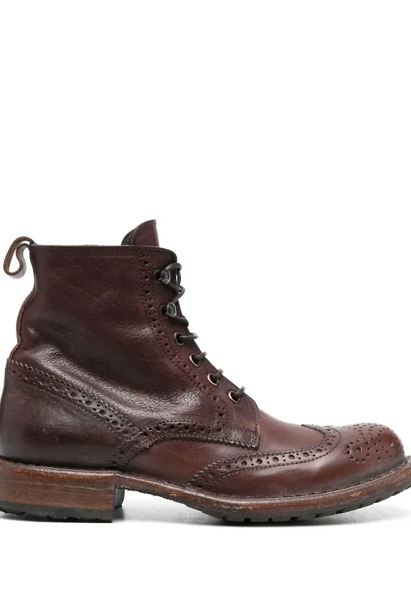 Moma ankelboots med Brogue-detalj - Brun