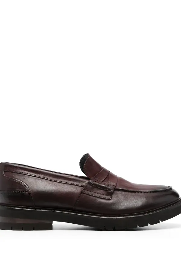 Moma Nairobi läderloafers - Brun