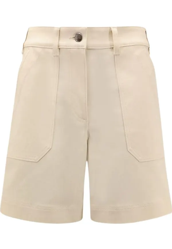 Moncler, Shorts, Dam, 2Xs, Bomull, Beige Utility Ficka Shorts