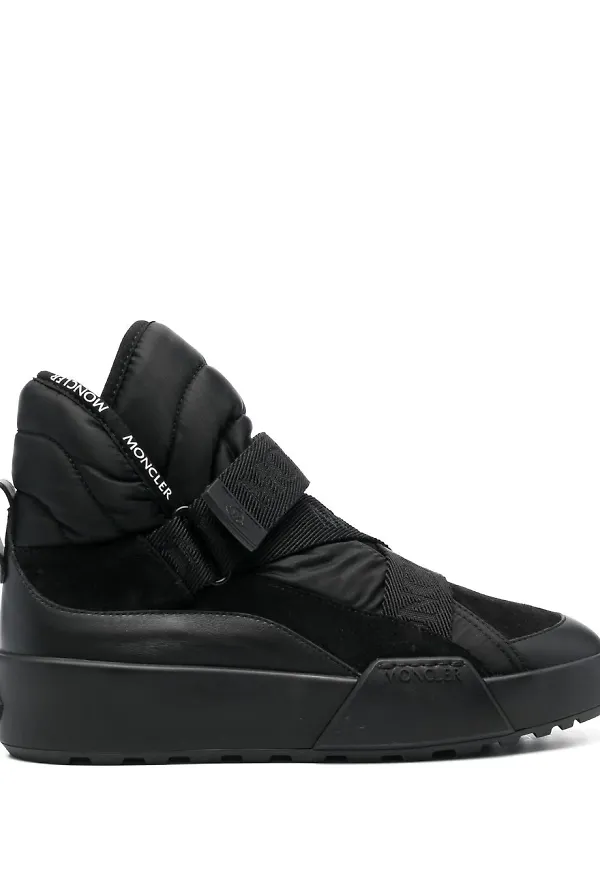 Moncler ankelboots med logotyprem - Svart