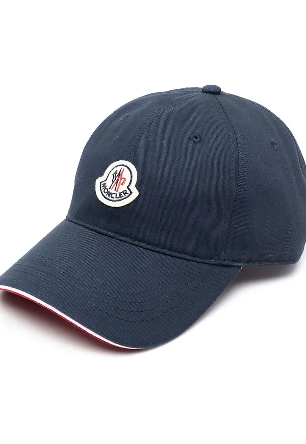 Moncler basebollkeps med logotypmärke - Blå
