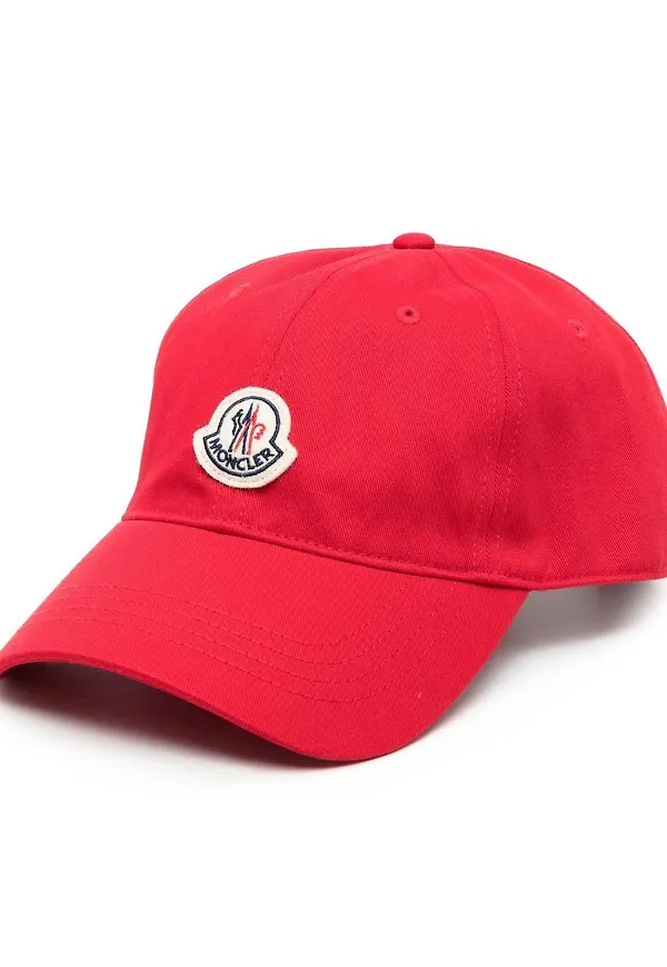 Moncler basebollkeps med randdetalj - Röd