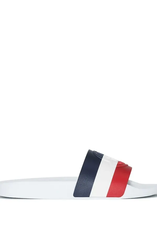 Moncler Basile randiga tofflor - Vit