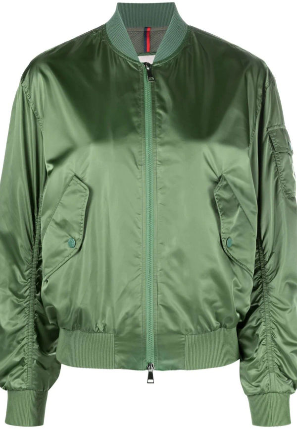 Moncler bomberjacka med logotypmärke - Grön