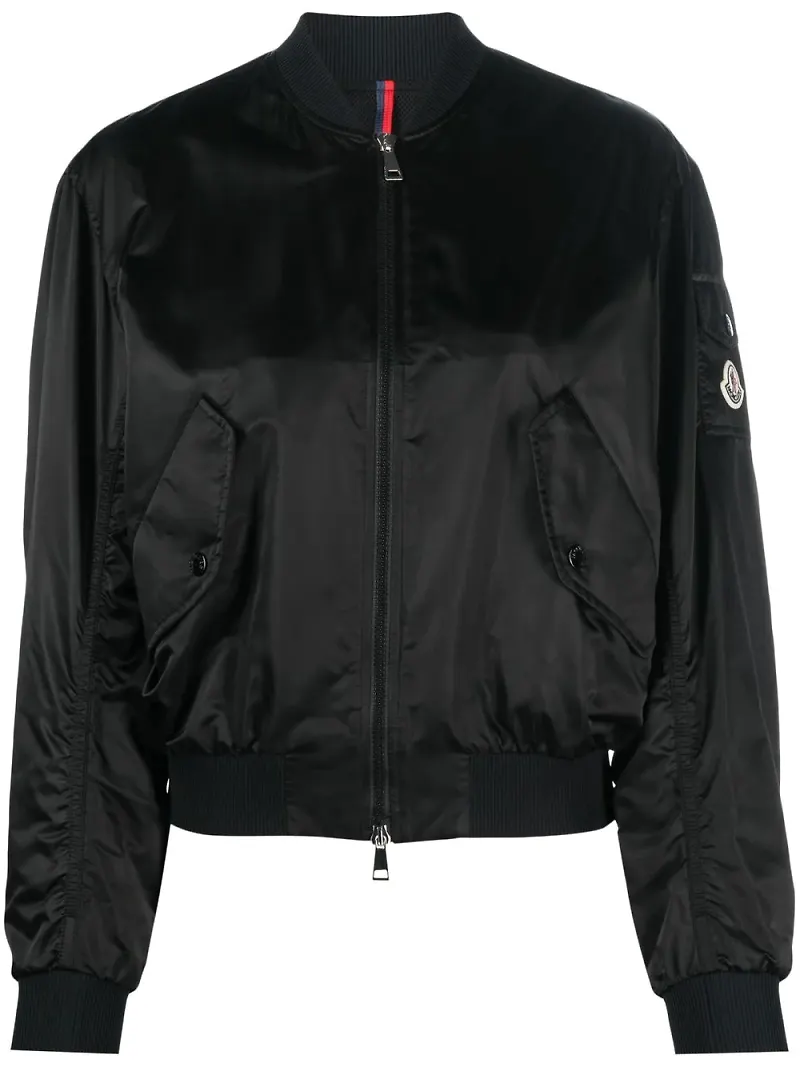 Moncler bomberjacka med logotypmärke - Svart