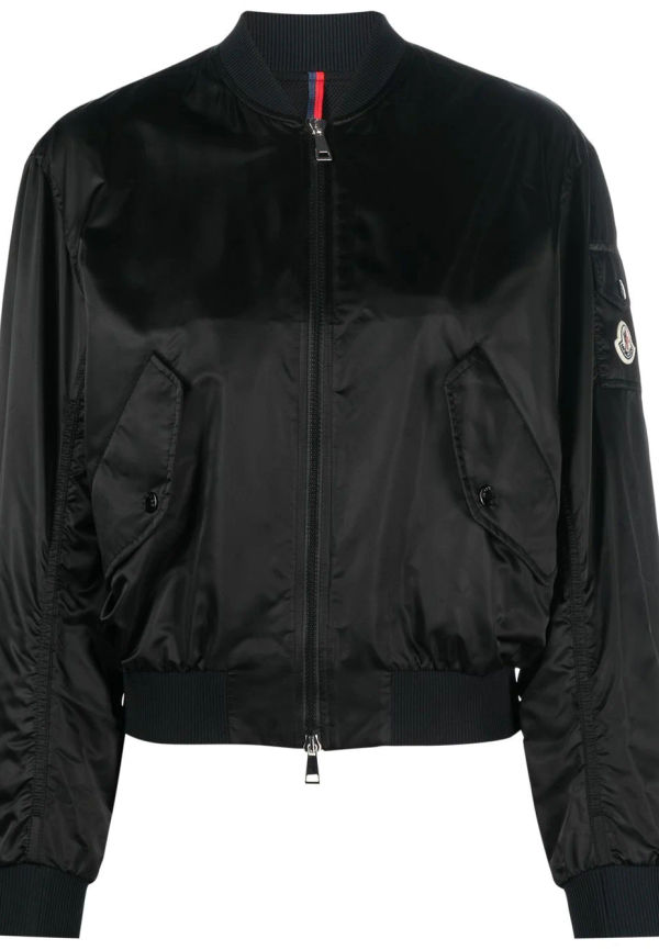 Moncler bomberjacka med logotypmärke - Svart