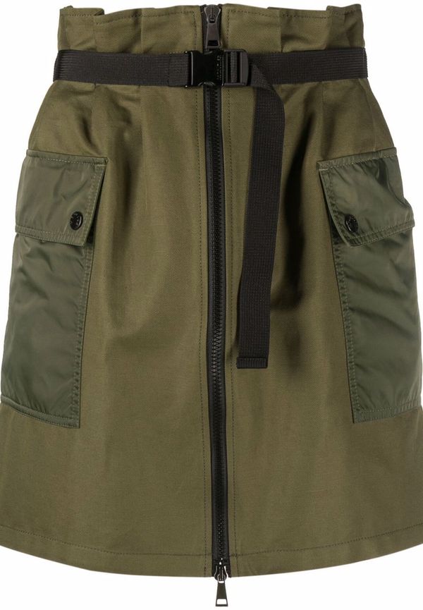 Moncler cargokjol med hög midja - Grön