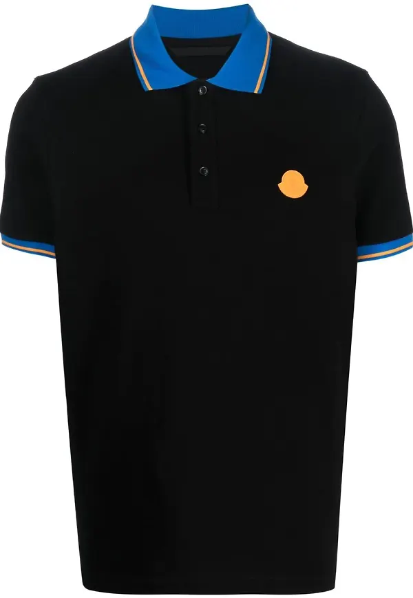 Moncler chest logo-patch polo shirt - Svart