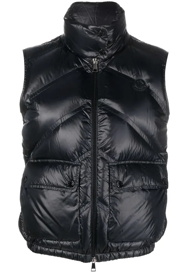 Moncler chevronmönstrad vadderad väst - Svart