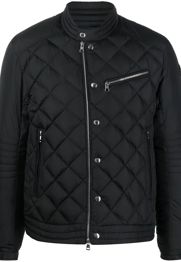 Moncler diamantquiltad jacka med dragkedja - Svart
