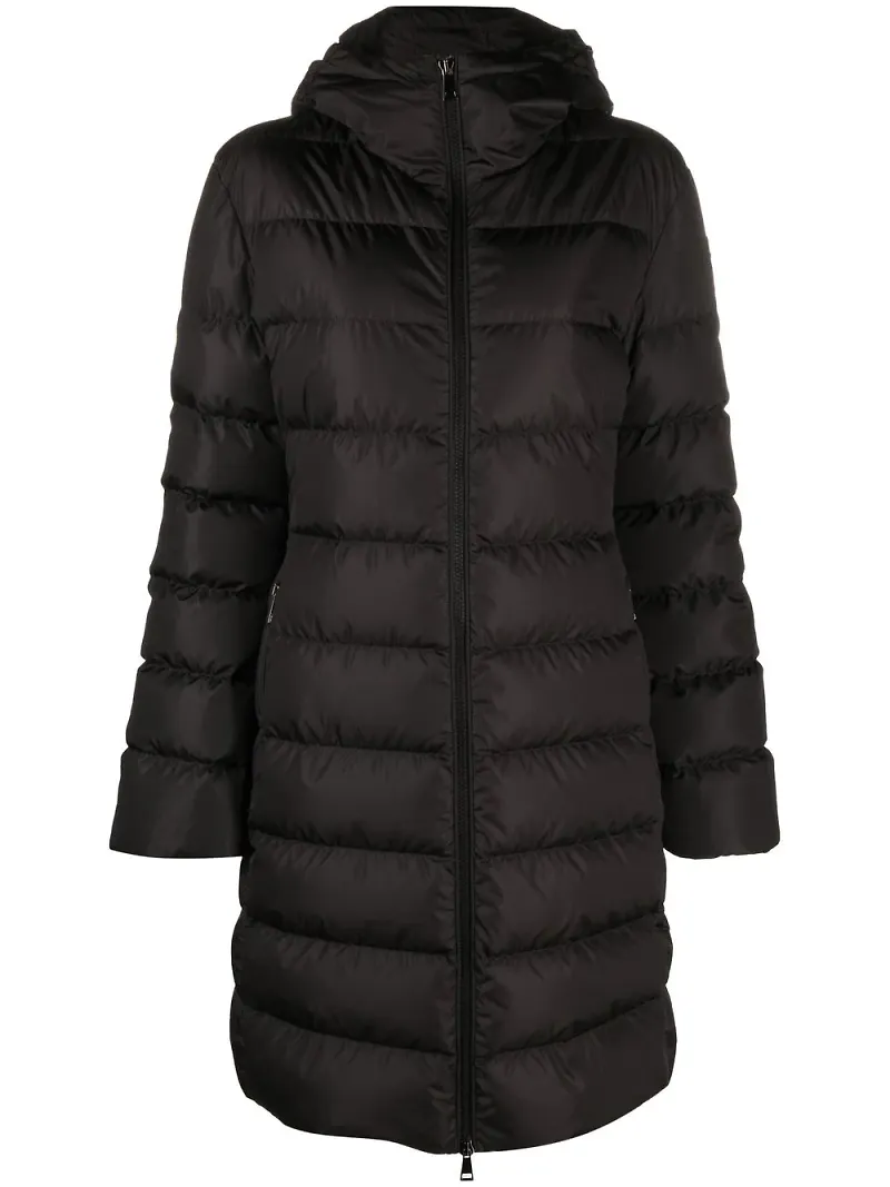 Moncler Dombes vadderad kappa med bälte - Svart