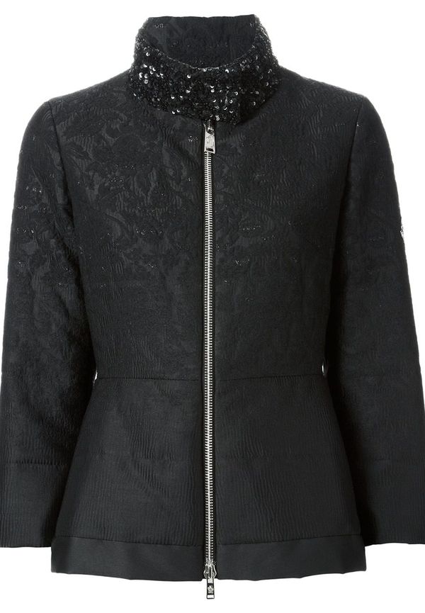 Moncler feather down sequined jacket - Svart