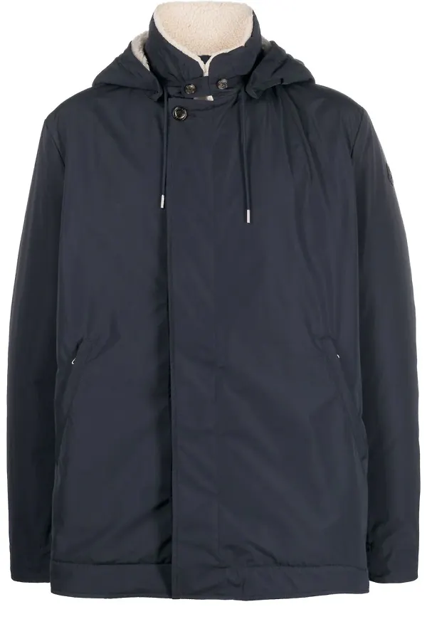 Moncler fleecefodrad jacka med huva - Blå