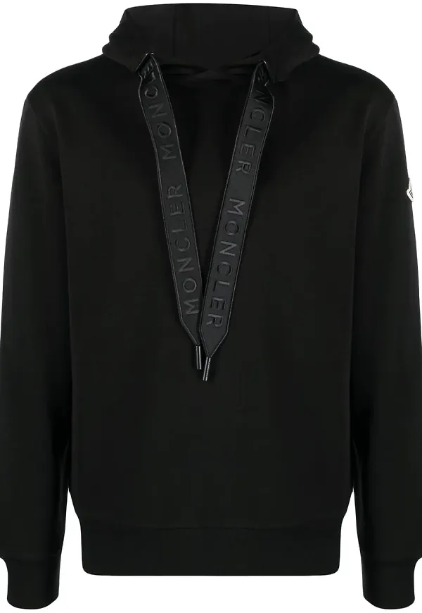 Moncler fleecetröja med dragsko - Svart
