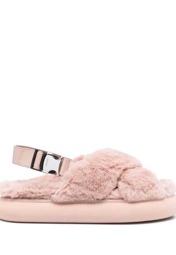 Moncler fårskinnstofflor med korsremmar - Rosa