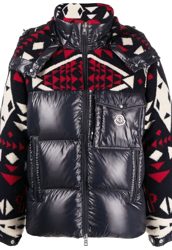 Moncler geometrisk vadderad jacka - Blå