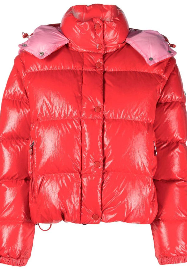 Moncler glansig vadderad jacka - Röd