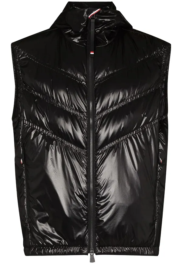 Moncler Grenoble chevronquiltad vadderad väst - Svart