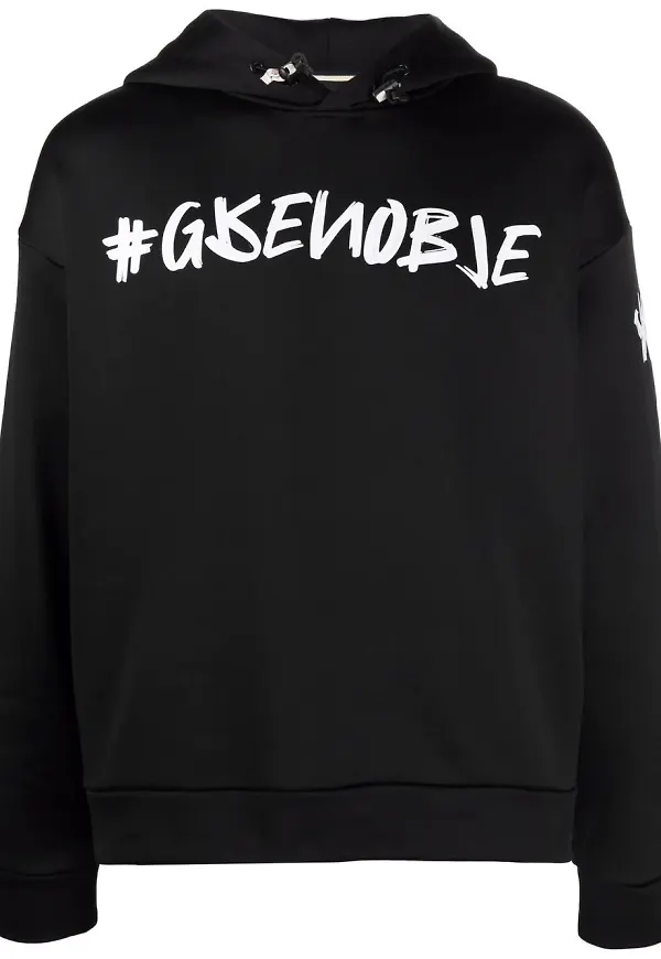 Moncler Grenoble hoodie med slogan - Svart
