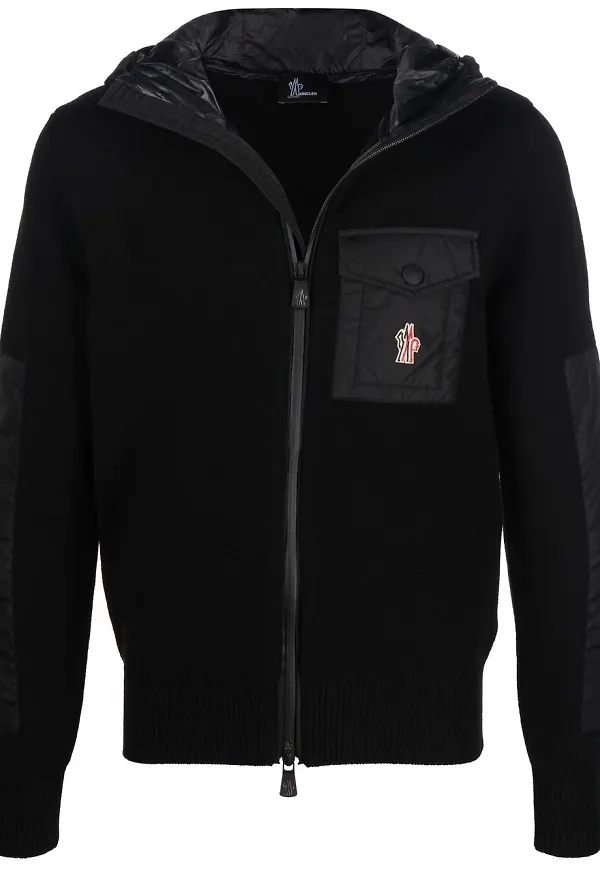 Moncler Grenoble jacka med dragkedja och huva - Svart